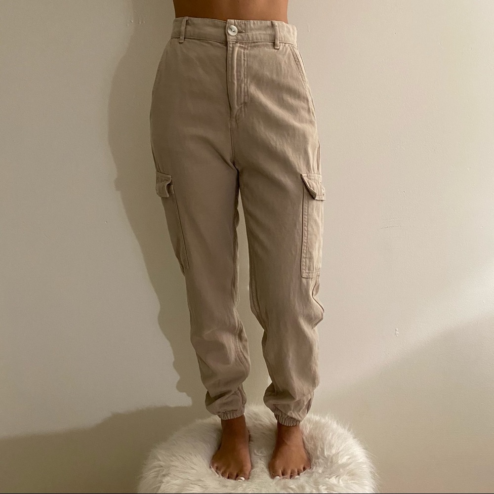 High waisted cargo style joggers